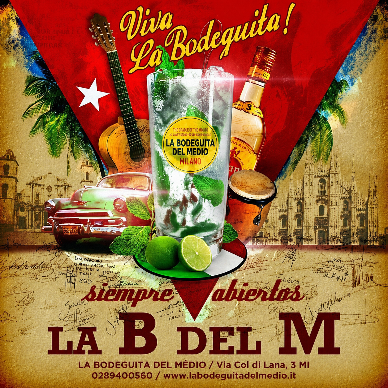 Atmosfera attorno al bancone storico della Bodeguita